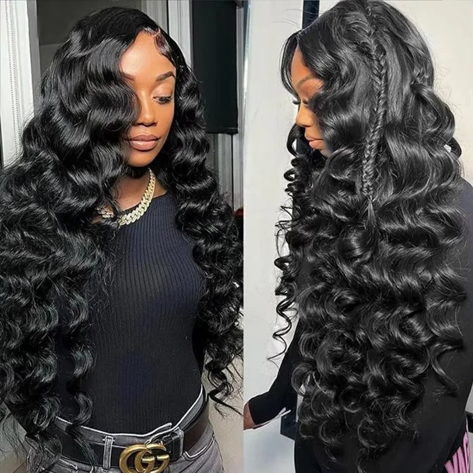 Perruques brésiliennes Remy bouclées HD 13x6 200% cheveux humains ondulés 30-34 pouces avec dentelle frontale pré-épilée 13x4
