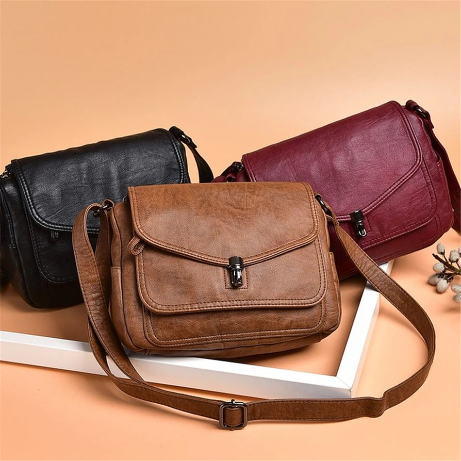 Title / Titre
EN: Women’s Retro Leather Handbag – High-Quality Multi-Pocket Shoulder Bag
FR: Sac à main rétro en cuir pour femme – Sac épaule multi-poches de haute qualité
