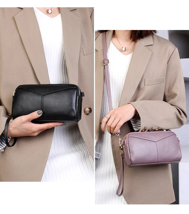 Title / Titre
EN: Genuine Leather Women’s Tote Shoulder Bag – Solid Color Clutch Handbag
FR: Sac à main en cuir véritable pour femme – Cabas bandoulière uni