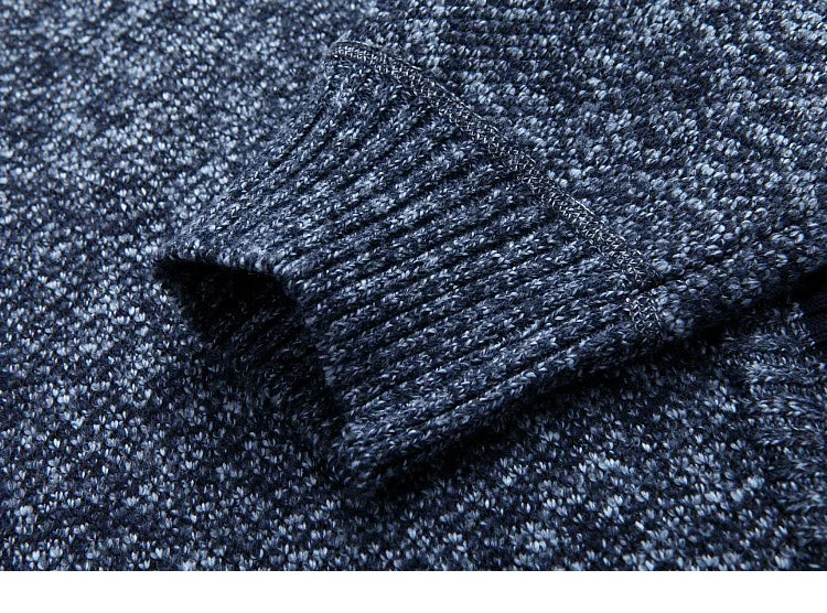 Winter Thick Men's Knitted Sweater Coat Off White Long Sleeve Cardigan Fleece Full Zip Male Causal Plus Size Clothing for Autumn
