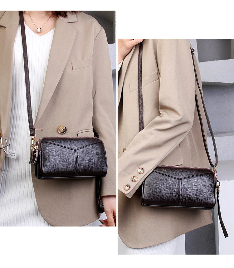 Title / Titre
EN: Genuine Leather Women’s Tote Shoulder Bag – Solid Color Clutch Handbag
FR: Sac à main en cuir véritable pour femme – Cabas bandoulière uni