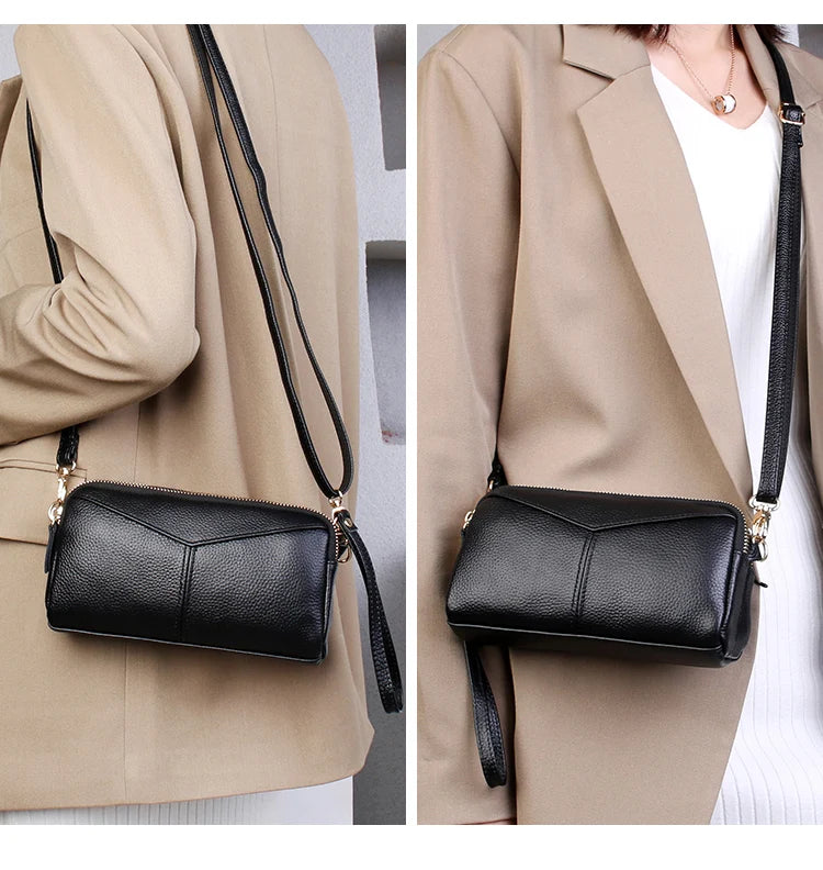 Title / Titre
EN: Genuine Leather Women’s Tote Shoulder Bag – Solid Color Clutch Handbag
FR: Sac à main en cuir véritable pour femme – Cabas bandoulière uni