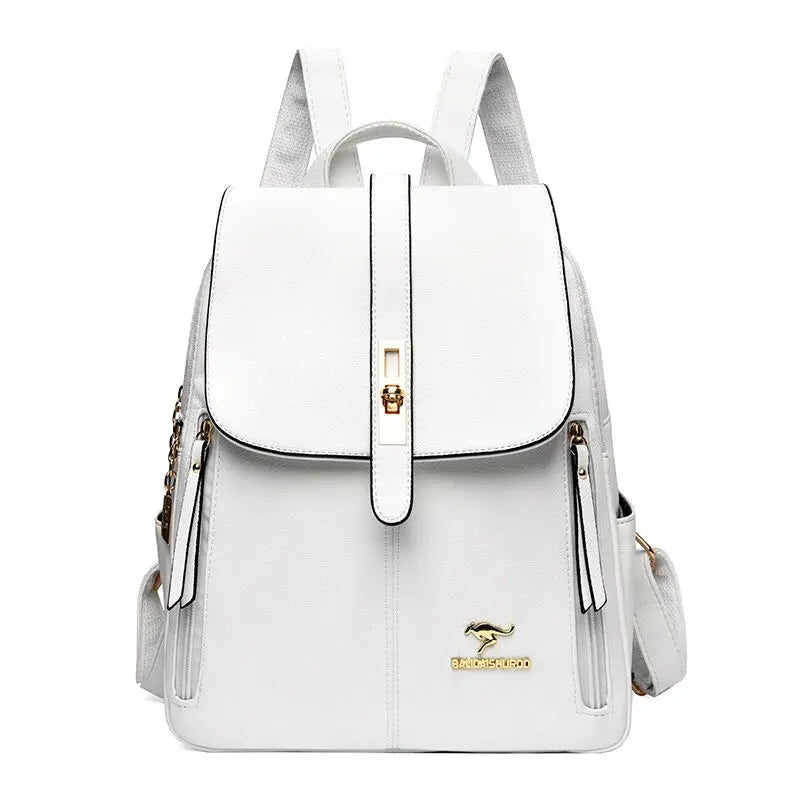 Luxury Women's Black Leather Backpack Casual Vintage Daypack with Zipper Closure Soft Shoulder Straps School Bag for Girls/ sac à Dos de luxe en cuire pour femme