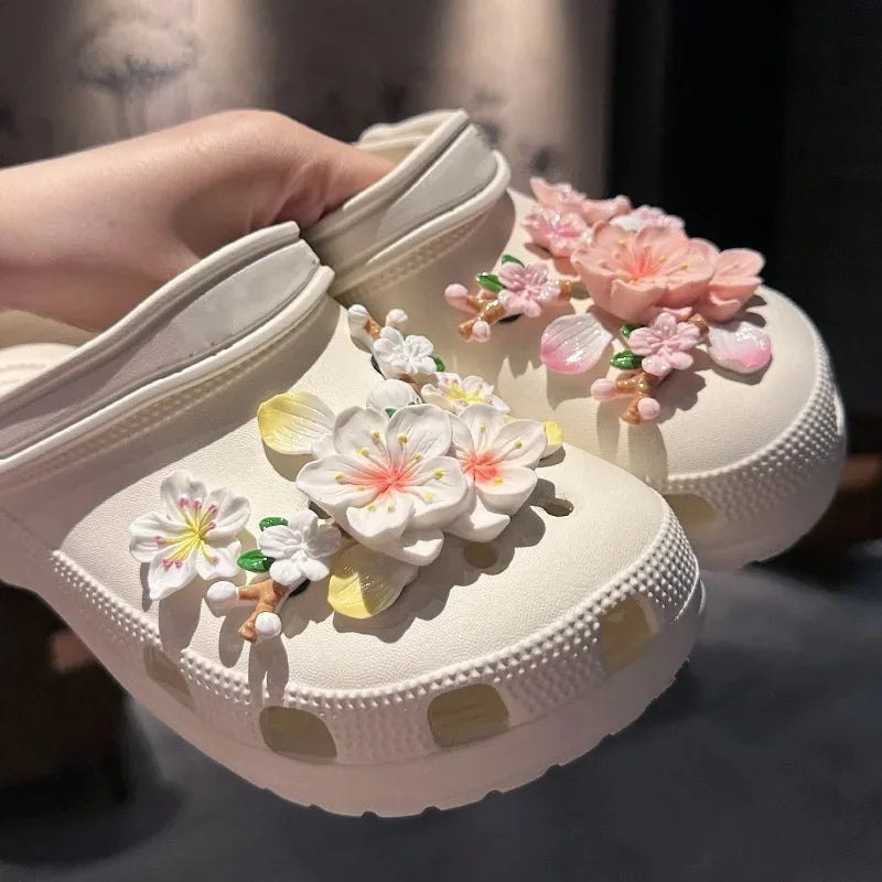 2025 Hot Fashion Charms for Creative Branches and Flowers Clogs Shoe Buckle Cute Shoes Accessories Decoration for Girls Gift