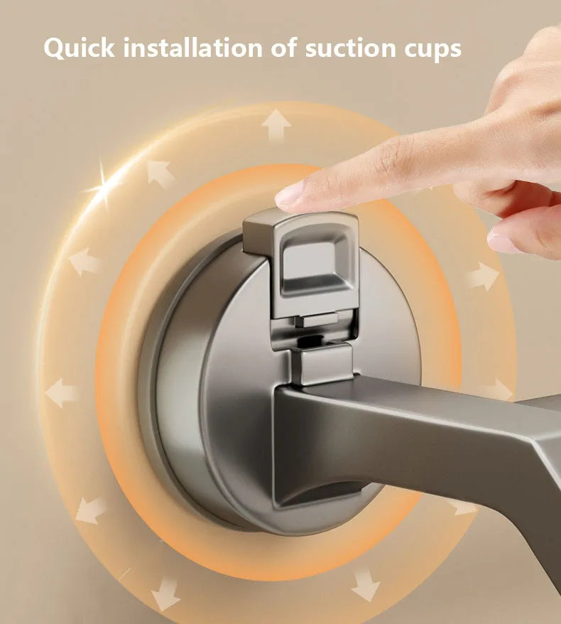 Bathroom Accessories Space Aluminum Suction Towel Rack Wall-mounted Perforation-free Storage Rack Double Pole