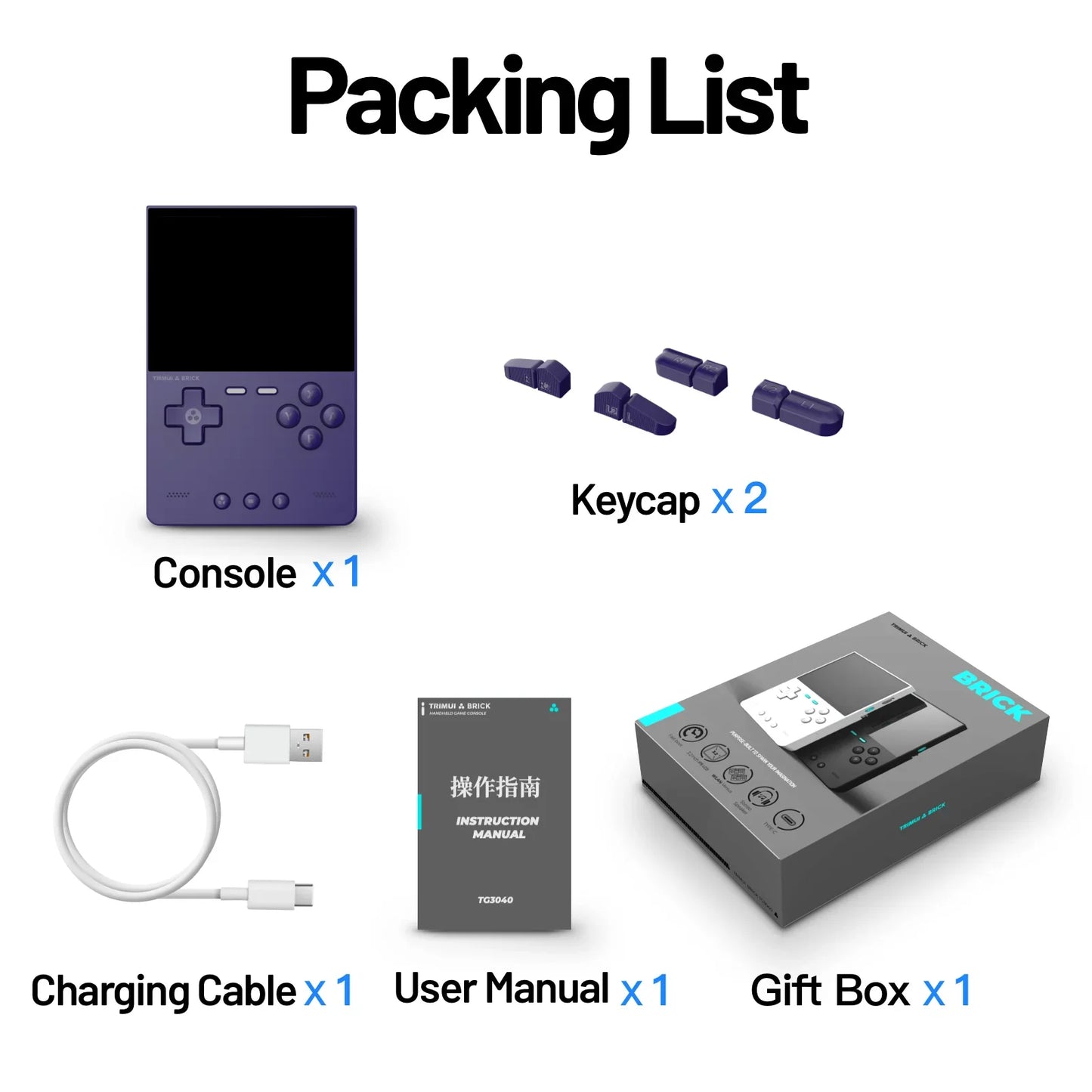 Console de jeu portable Trimui Brick, lecteur de jeux vidéo open source, éclairage d'ambiance arrière, écran IPS HD de 3,2 pouces, cadeaux