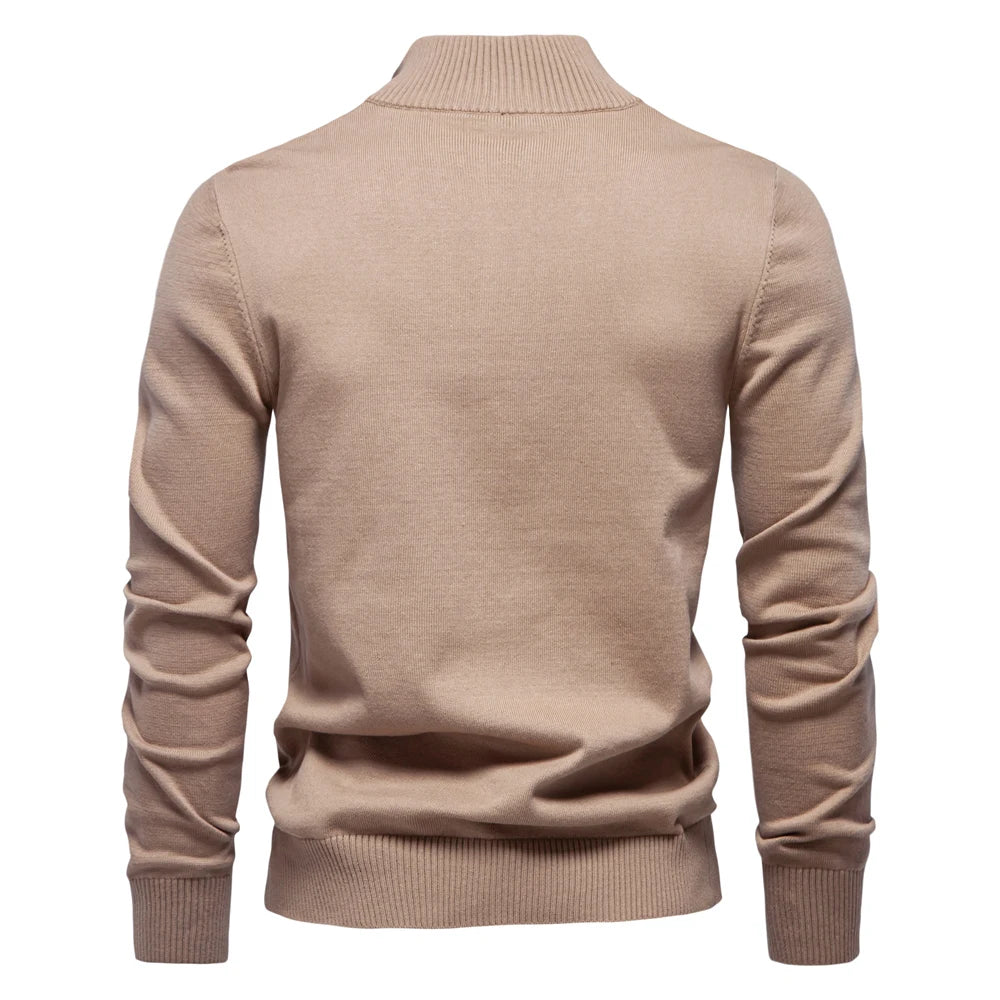 AIOPESON hommes col montant coton pull tricot pulls décontracté affaires bande côtelé col roulé pulls pour hommes pour autonme