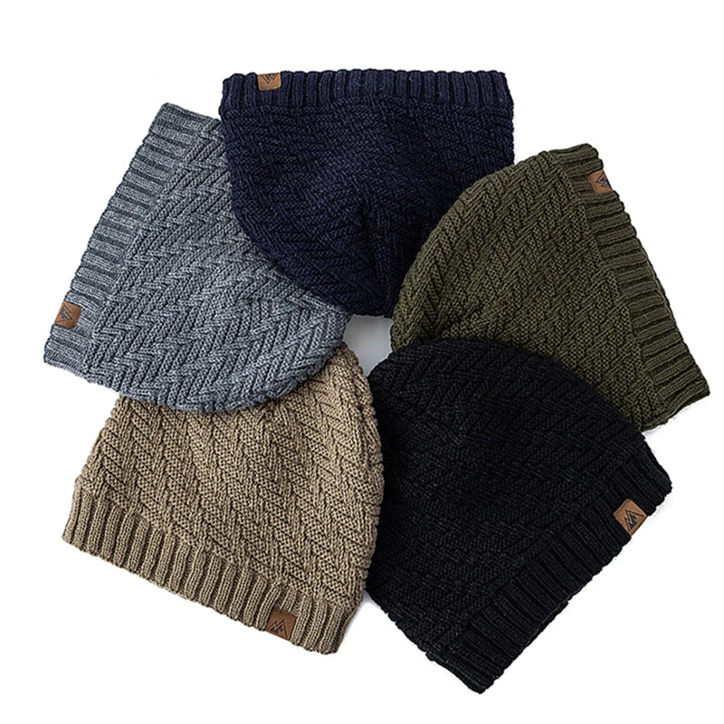 Unisex Peak Labal Winter Hats Fashion Knitted Hats For Men And Women Beanie Cap Outdoor Plush Fur Lined Warm Sports Hats