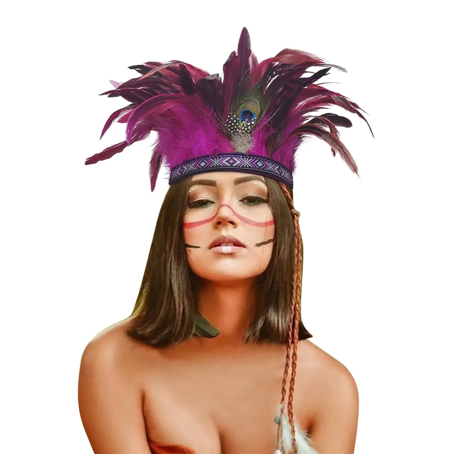 Serre-têtes en plumes pour femmes, couronne de paon, costume indien de carnaval, serre-têtes pour spectacle de danse, carnaval, Halloween