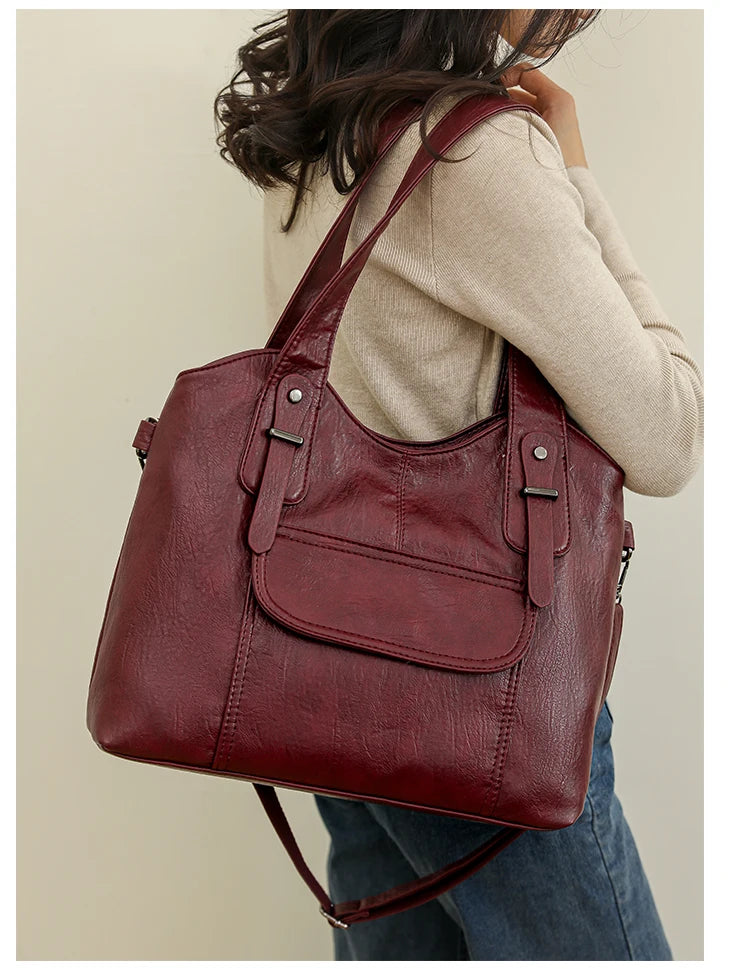 Luxury Soft Leather Handbags Designer Retro Crossbody Bags for Women 2023 New Large Capacity Ladies Shoulder Messenger Bag
