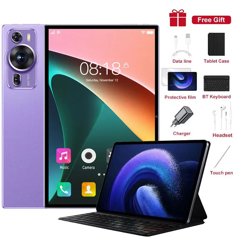 Nouvelle tablette P60 Pro 10,1 pouces, écran HD, 5G, double SIM, Android 14, pour enfants, batterie de 20 000 mAh, avec clavier et ordinateur portable