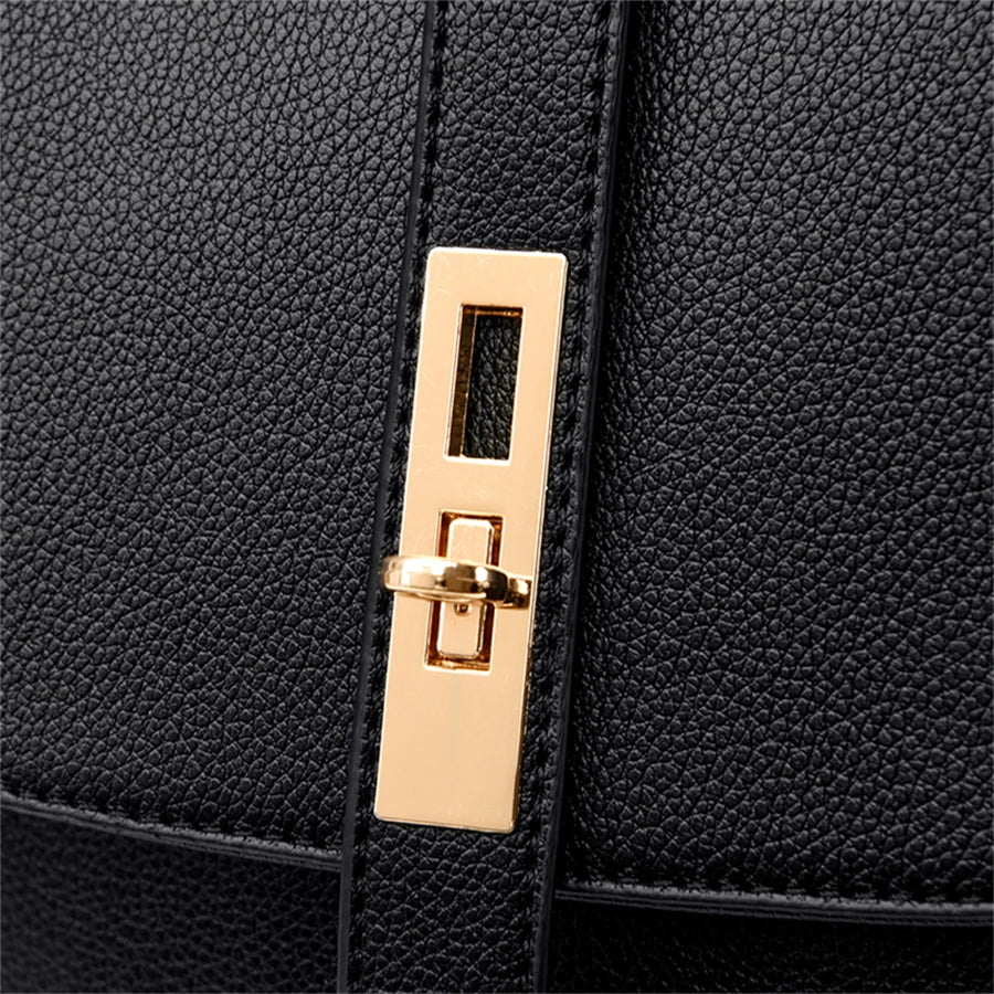 Luxury Women's Black Leather Backpack Casual Vintage Daypack with Zipper Closure Soft Shoulder Straps School Bag for Girls/ sac à Dos de luxe en cuire pour femme
