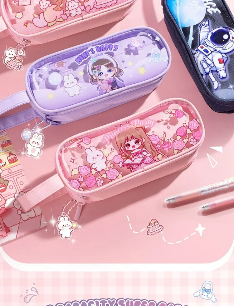Kawaii Cartoon Pencil Case Multi-functional Large-capacity Pencil Bag Cute INS Storage Bag School Office Supplies Stationery