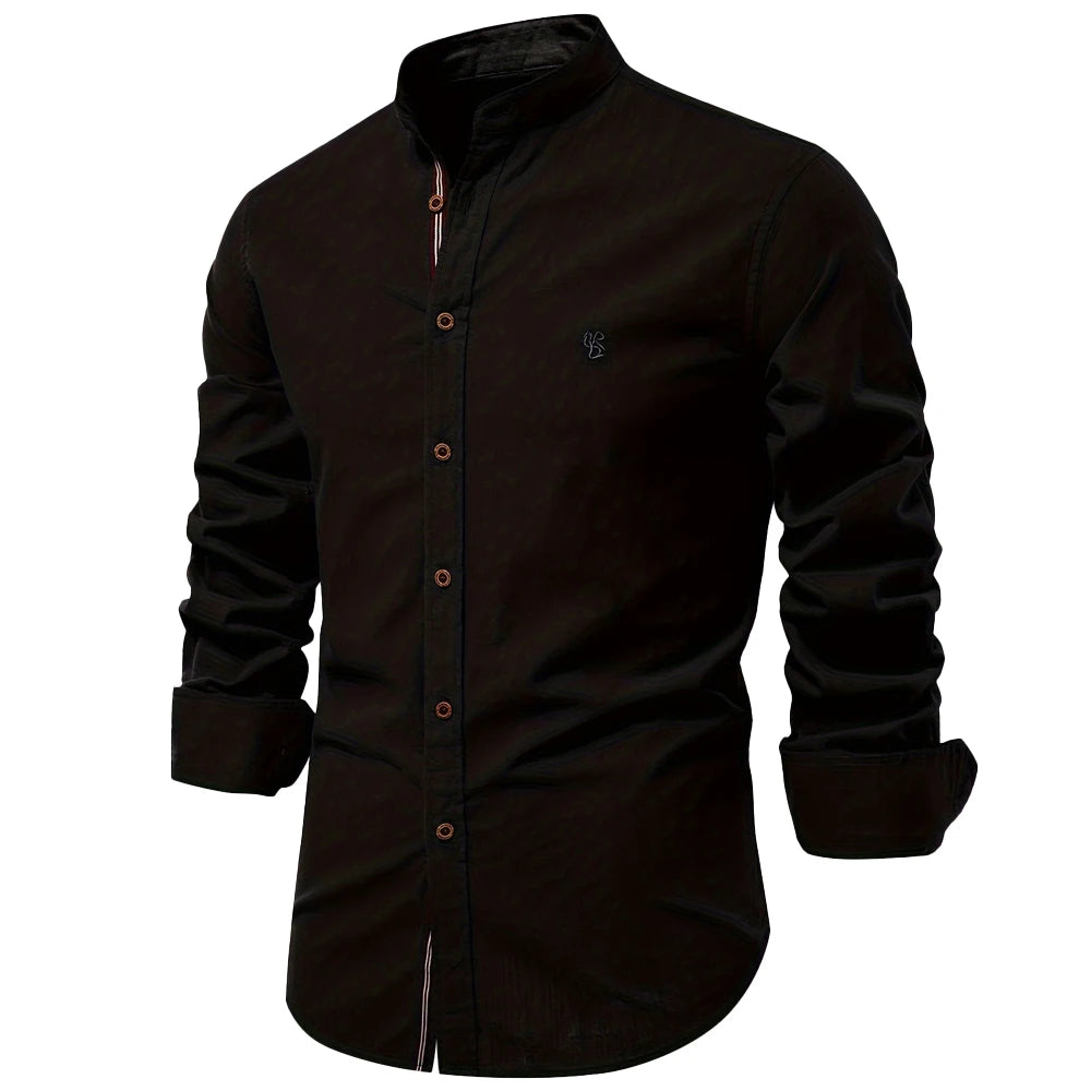 AIOPESON 100% Cotton Social Shirt Men Solid Color Long Sleeve High Quality Brand Shirt for Men Spring Stand Casual Men's Shirts/ chemise homme