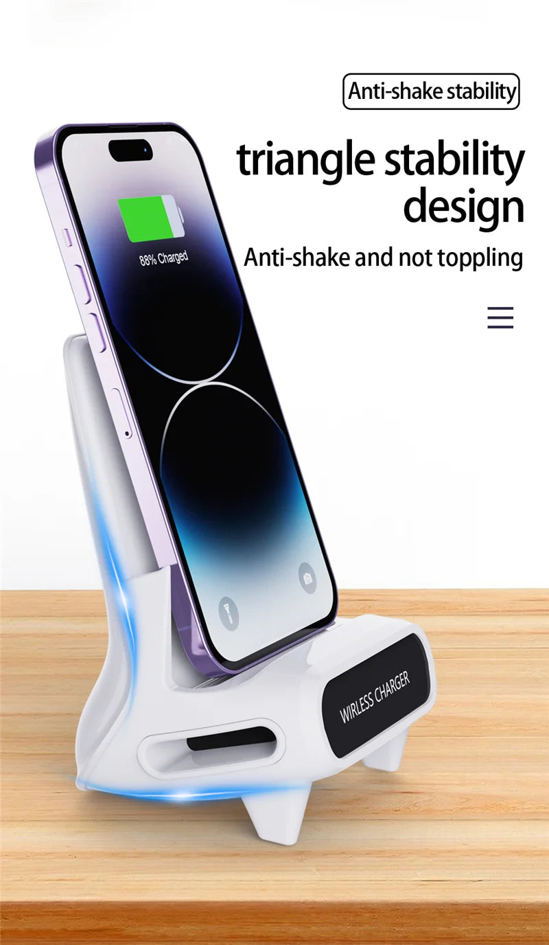 15W Fast Wireless Charger Stand Pad for iPhone Samsung Xiaomi LG - Desktop Mobile Phone Holder Bracket with Type C Dock Mount/ support de chargeur pour téléphone.