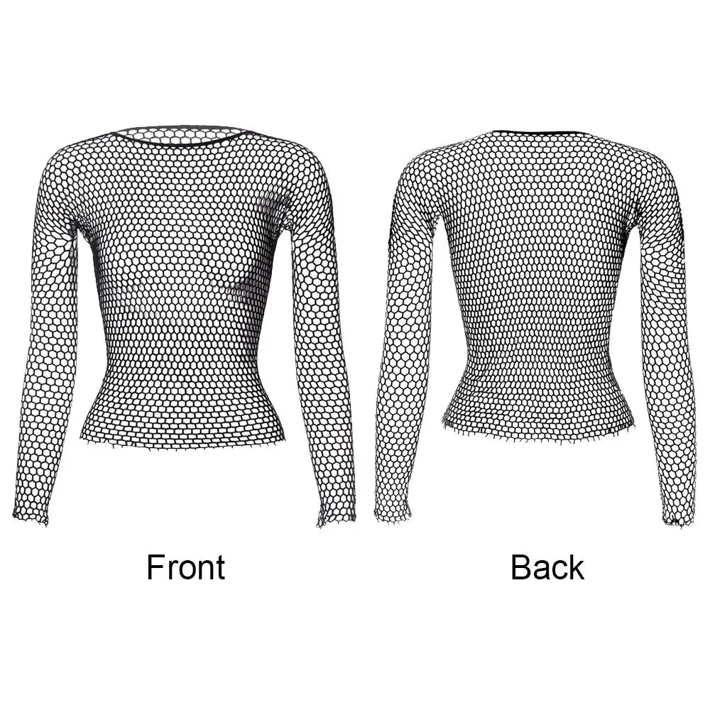 Women Sexy Lingerie Costumes Bodystocking Night Dress Nightwear Hollow Out Fishnet Long Sleeve Tops Base Tanks Underwear/ Robe de nuit