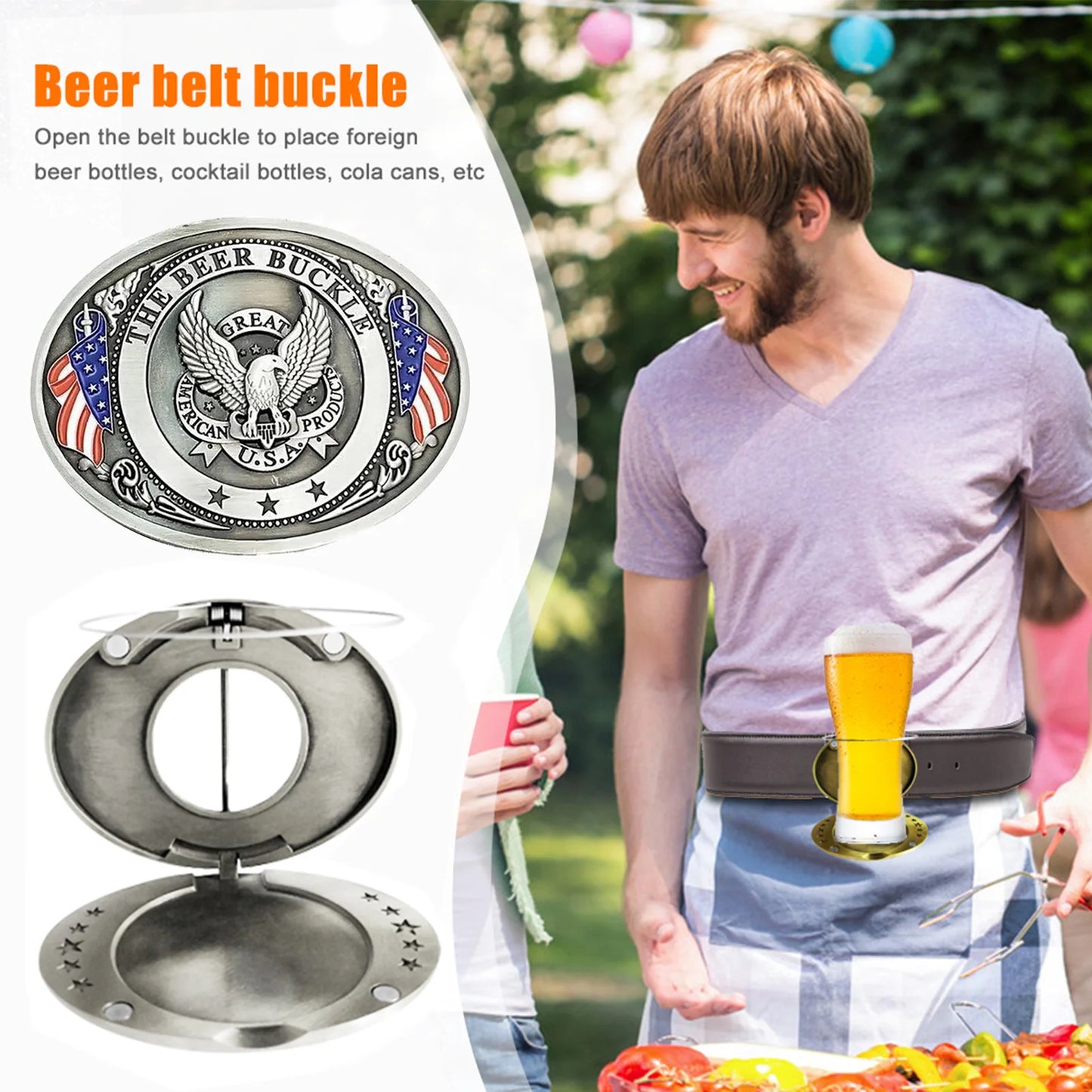 Boucle de ceinture porte-bière portable, mains libres, pour plateau de bière, porte-gobelet, sangle détachable, pour pique-nique, fête, barbecue, camping