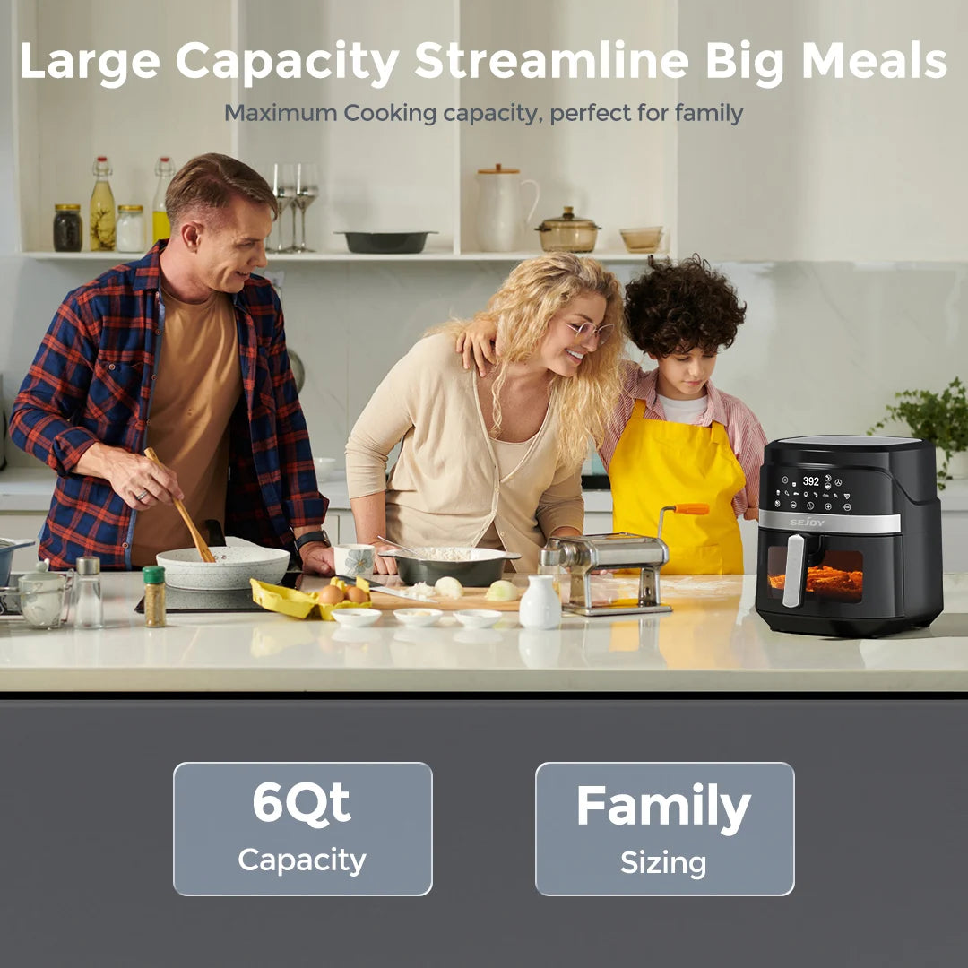 Air fryer 8-in-1,6L Electric Hot fryer Oven Oilless Cooker,Roast, Bake, Plus Bake, Dehydrate, and Keep Food Warm, 120V
