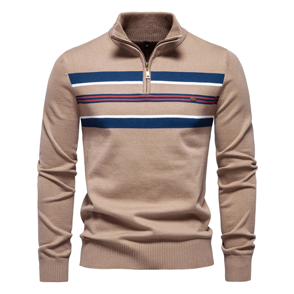 AIOPESON hommes col montant coton pull tricot pulls décontracté affaires bande côtelé col roulé pulls pour hommes pour autonme