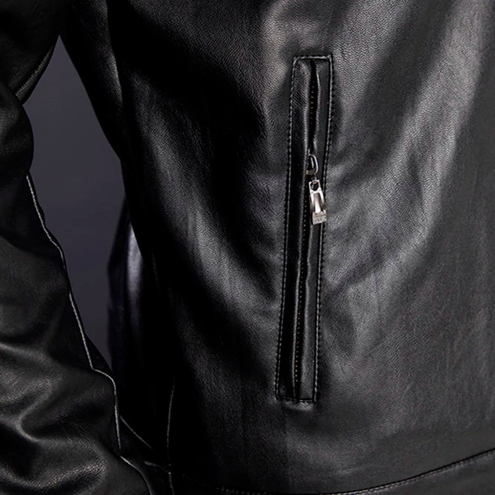 Sacs en cuir pour hommes, veste en cuir Slim, mode, imprimé personnalisé, manteau de moto, fermeture éclair, automne-hiver