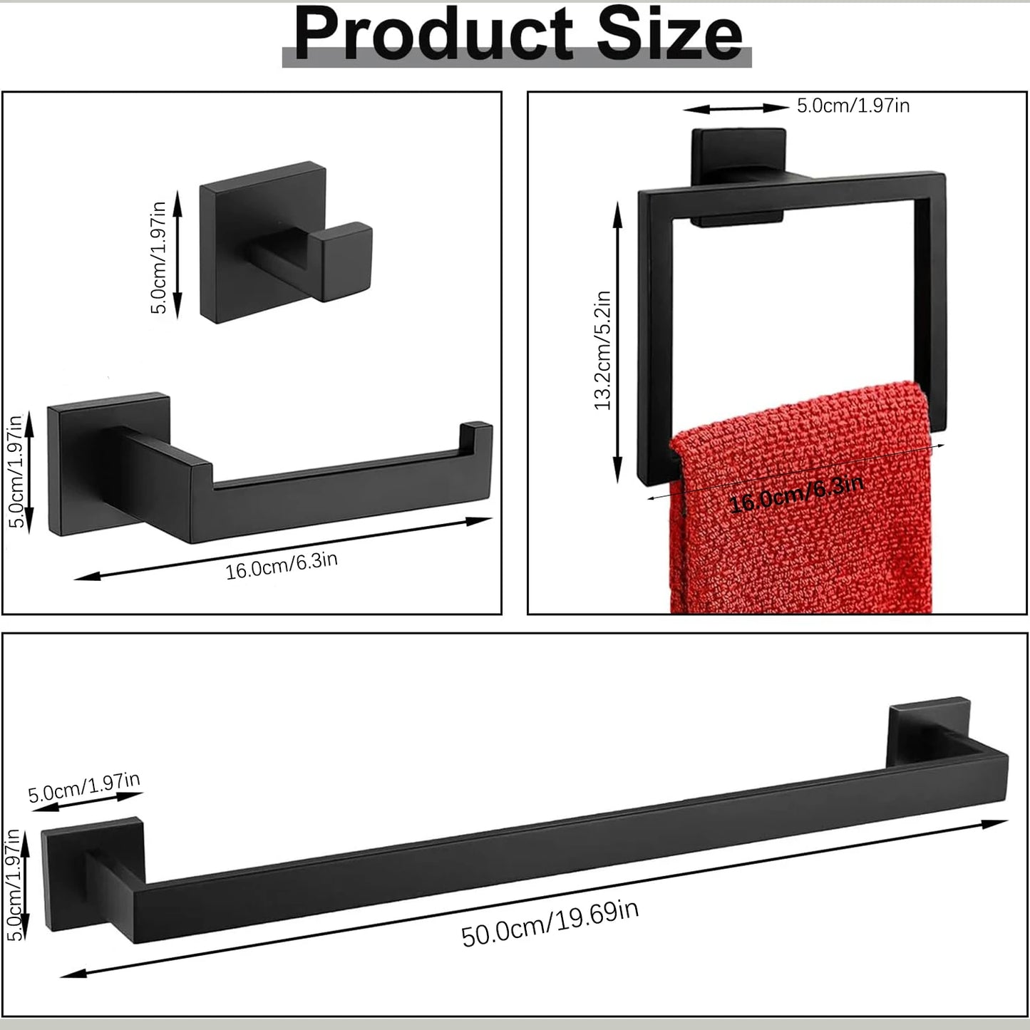 5 Pcs Bathroom Hardware Accessories Set Bathroom Towel Bar Set Bathroom Hardware Towel Holder Towel Racks Bathroom Wall Mounted