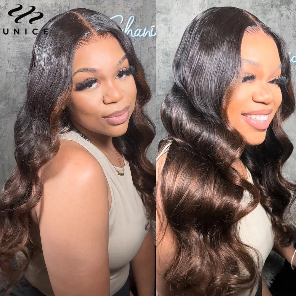Extensions de cheveux humains Body Wave brun ombré UNice Hair, lot de 1, 3 ou 4 pièces, tissages rapides à coudre, 100 g par lot