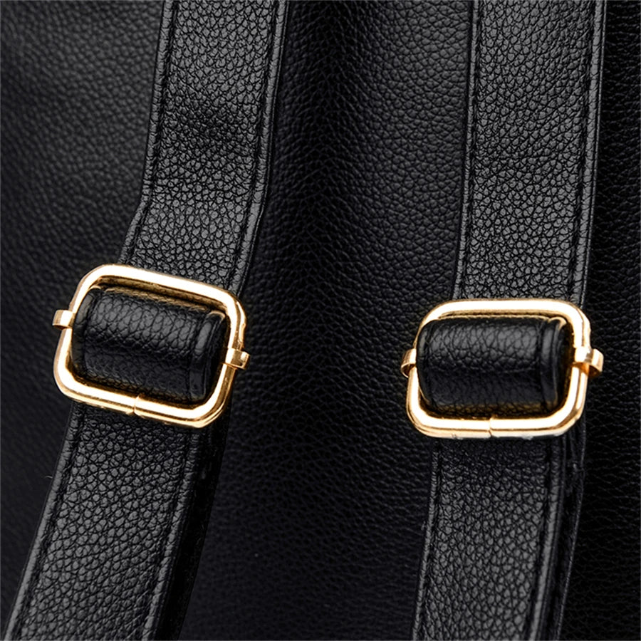 Luxury Women's Black Leather Backpack Casual Vintage Daypack with Zipper Closure Soft Shoulder Straps School Bag for Girls/ sac à Dos de luxe en cuire pour femme