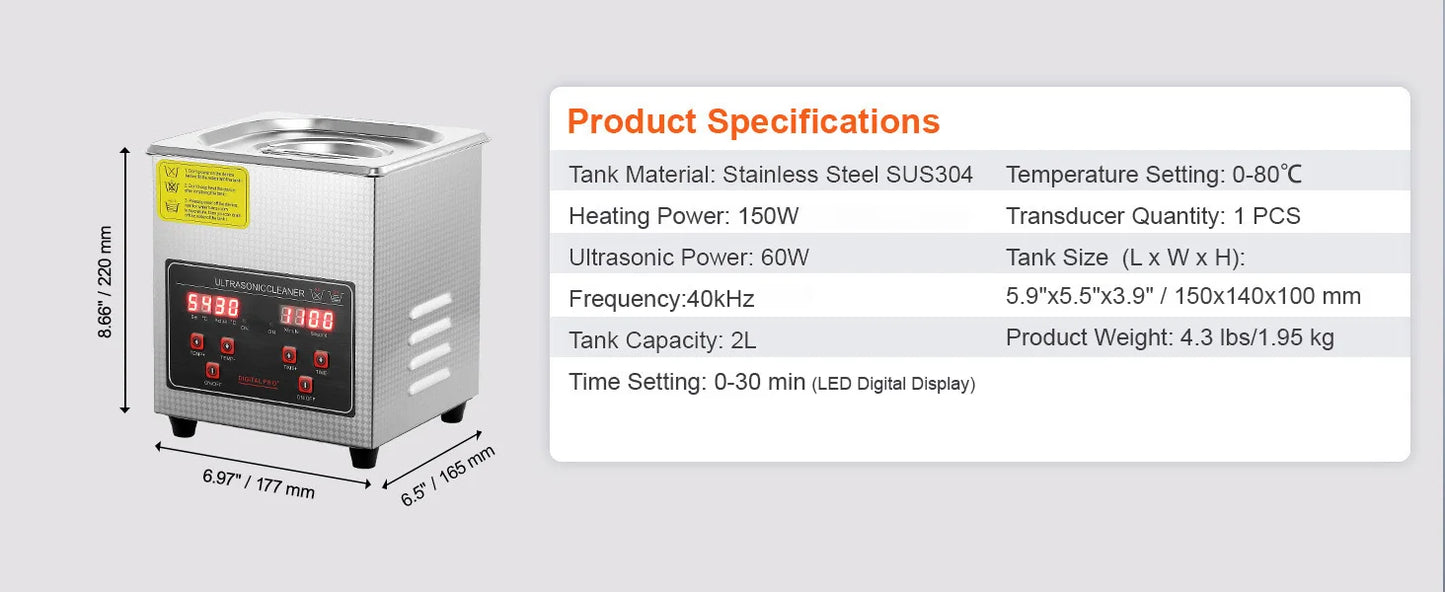 SucceBuy 2L 3L 6L 10L 22L 30L Nettoyeur à ultrasons en acier inoxydable Machine à laver de nettoyage portable Appareil électroménager à ultrasons