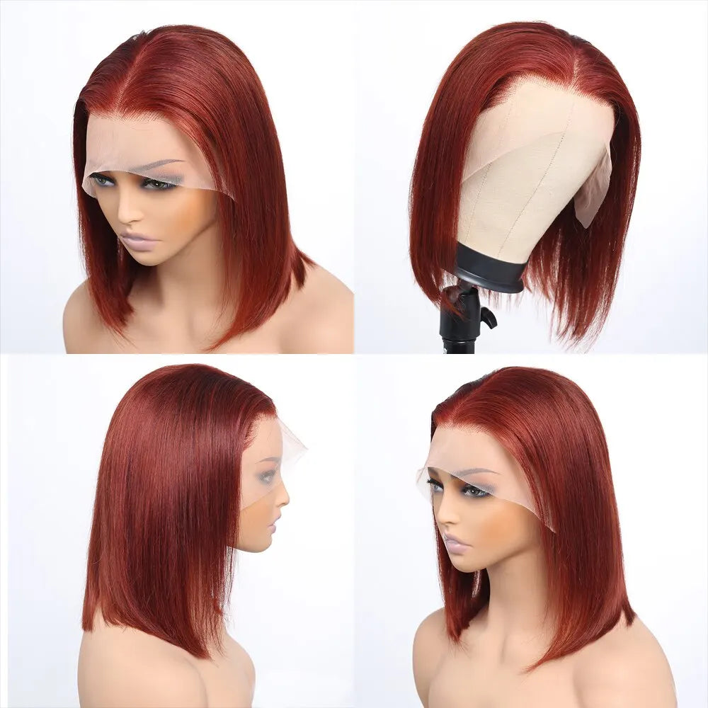---
Titre (EN/FR)
EN: 13x4 Bob Wig Lace Front – Peruvian Human Hair, Reddish Brown #33, Straight Style, 150% Density
FR: Perruque Bob 13x4 Lace Front – Cheveux Humains Péruviens, Brun Roussâtre #33, Lisse, Densité 150