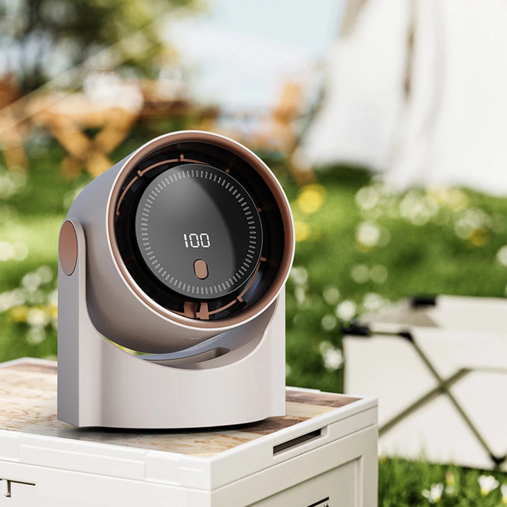 100 Level Bladeless Fan 4000mA Rechargeable Portable Desk Fan Digital Display High-speed Circulating Cooling Fan for Home Office
