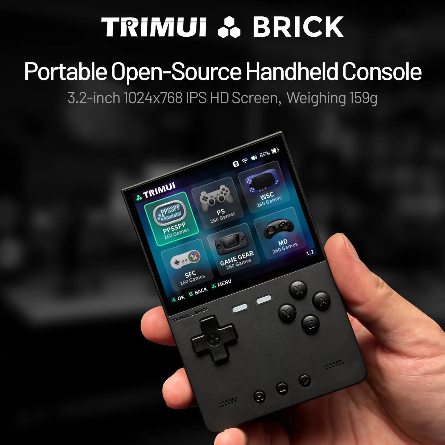 Console de jeu portable Trimui Brick, lecteur de jeux vidéo open source, éclairage d'ambiance arrière, écran IPS HD de 3,2 pouces, cadeaux