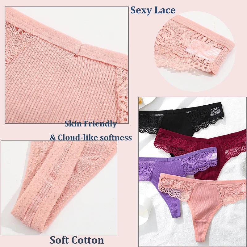 Women Cotton G-string Lingerie Sexy Lace Panties Thongs Femme Underwear Sexy Pantys Underpant Lingerie Lace Intimates S-XL