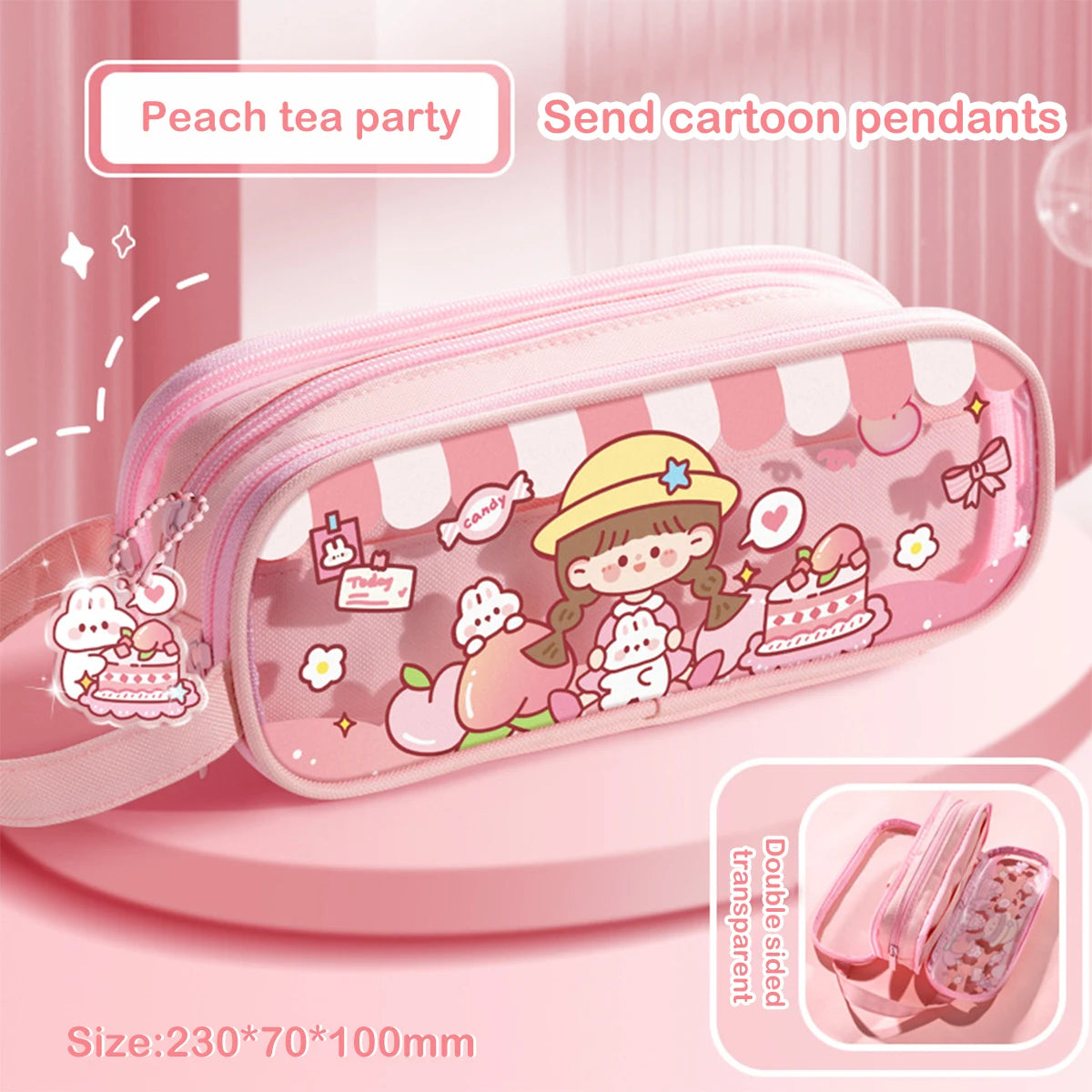 Kawaii Cartoon Pencil Case Multi-functional Large-capacity Pencil Bag Cute INS Storage Bag School Office Supplies Stationery