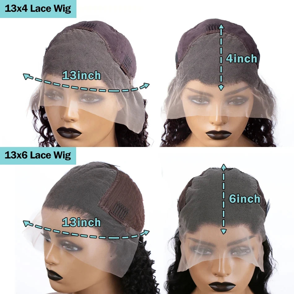 Perruques brésiliennes Remy bouclées HD 13x6 200% cheveux humains ondulés 30-34 pouces avec dentelle frontale pré-épilée 13x4
