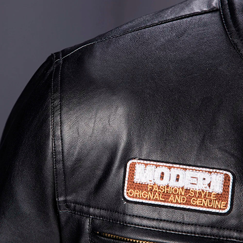 Sacs en cuir pour hommes, veste en cuir Slim, mode, imprimé personnalisé, manteau de moto, fermeture éclair, automne-hiver