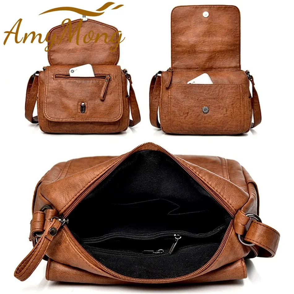 Title / Titre
EN: Women’s Retro Leather Handbag – High-Quality Multi-Pocket Shoulder Bag
FR: Sac à main rétro en cuir pour femme – Sac épaule multi-poches de haute qualité