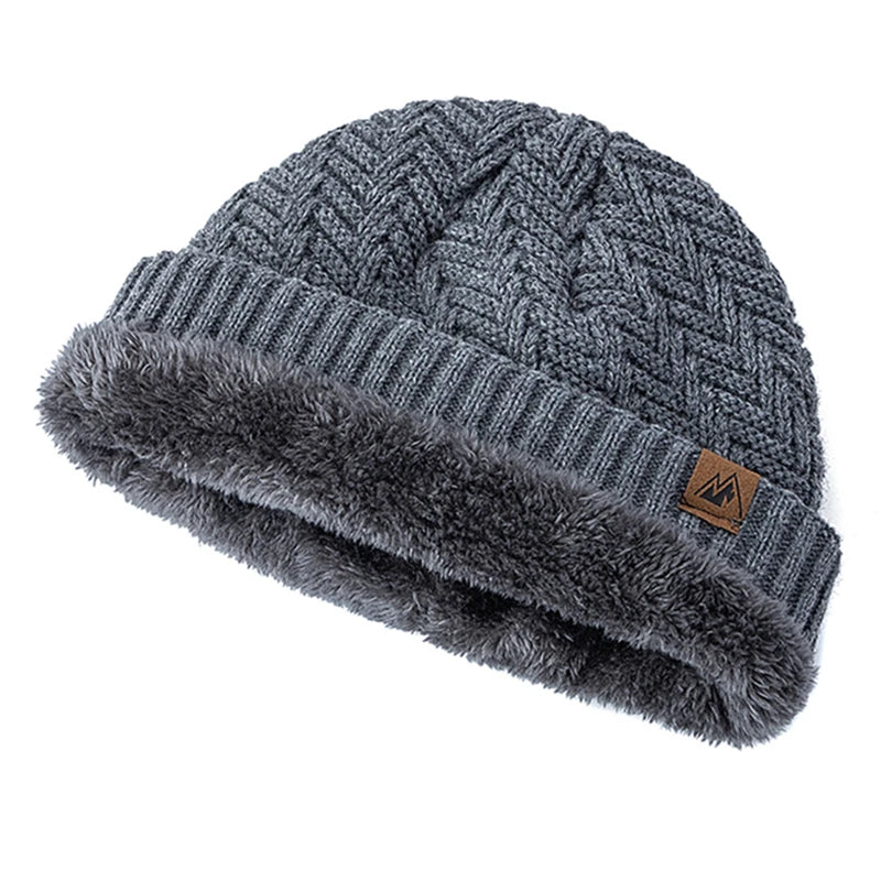 Unisex Peak Labal Winter Hats Fashion Knitted Hats For Men And Women Beanie Cap Outdoor Plush Fur Lined Warm Sports Hats