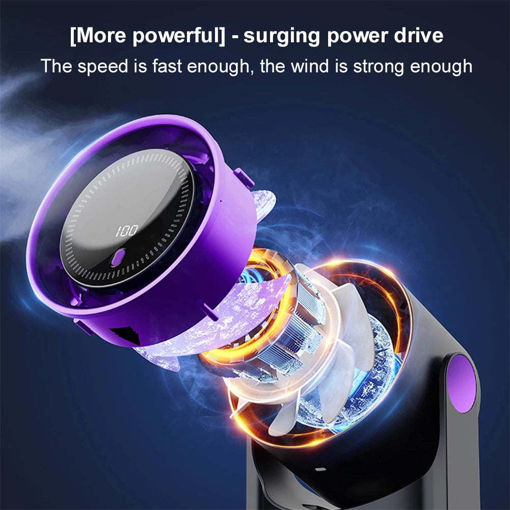 100 Level Bladeless Fan 4000mA Rechargeable Portable Desk Fan Digital Display High-speed Circulating Cooling Fan for Home Office