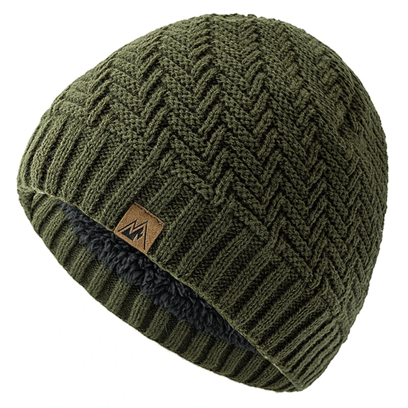 Unisex Peak Labal Winter Hats Fashion Knitted Hats For Men And Women Beanie Cap Outdoor Plush Fur Lined Warm Sports Hats