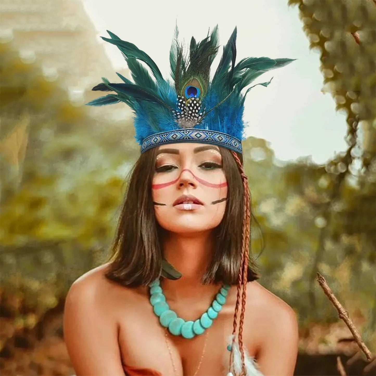 Serre-têtes en plumes pour femmes, couronne de paon, costume indien de carnaval, serre-têtes pour spectacle de danse, carnaval, Halloween
