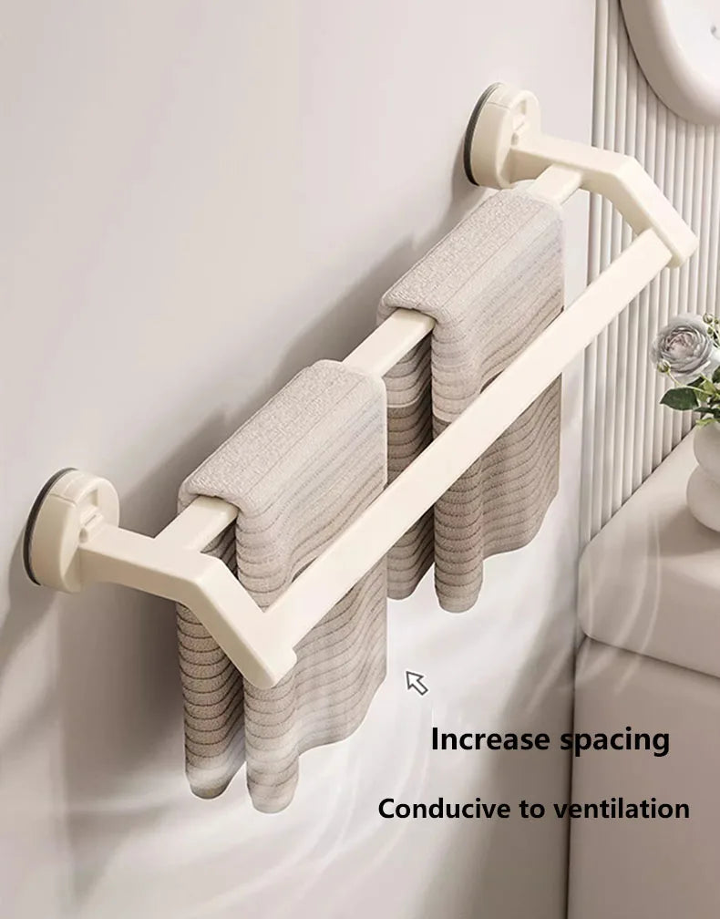 Bathroom Accessories Space Aluminum Suction Towel Rack Wall-mounted Perforation-free Storage Rack Double Pole