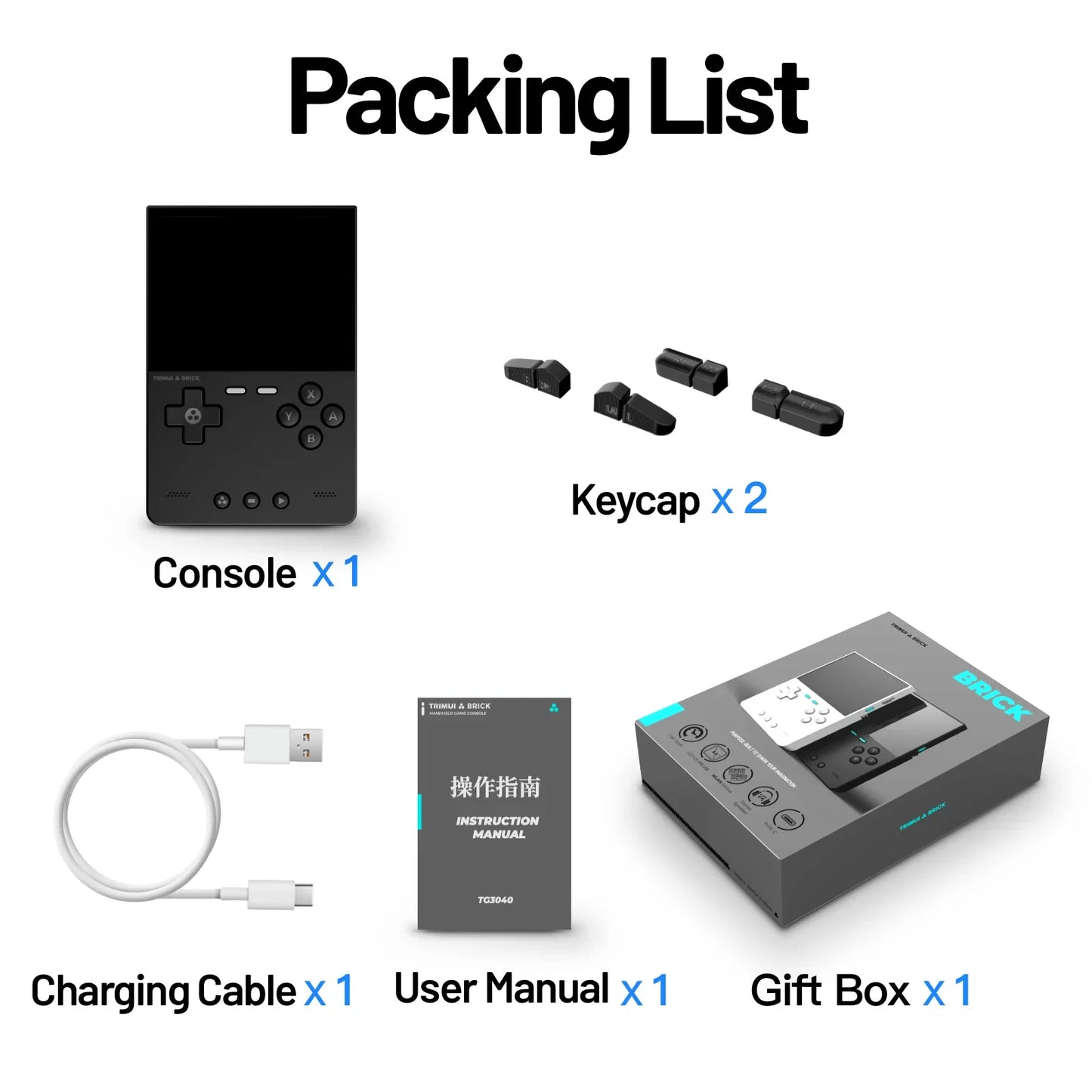 Console de jeu portable Trimui Brick, lecteur de jeux vidéo open source, éclairage d'ambiance arrière, écran IPS HD de 3,2 pouces, cadeaux