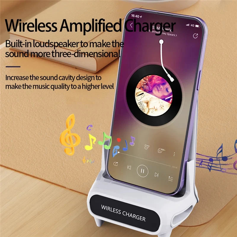 15W Fast Wireless Charger Stand Pad for iPhone Samsung Xiaomi LG - Desktop Mobile Phone Holder Bracket with Type C Dock Mount/ support de chargeur pour téléphone.