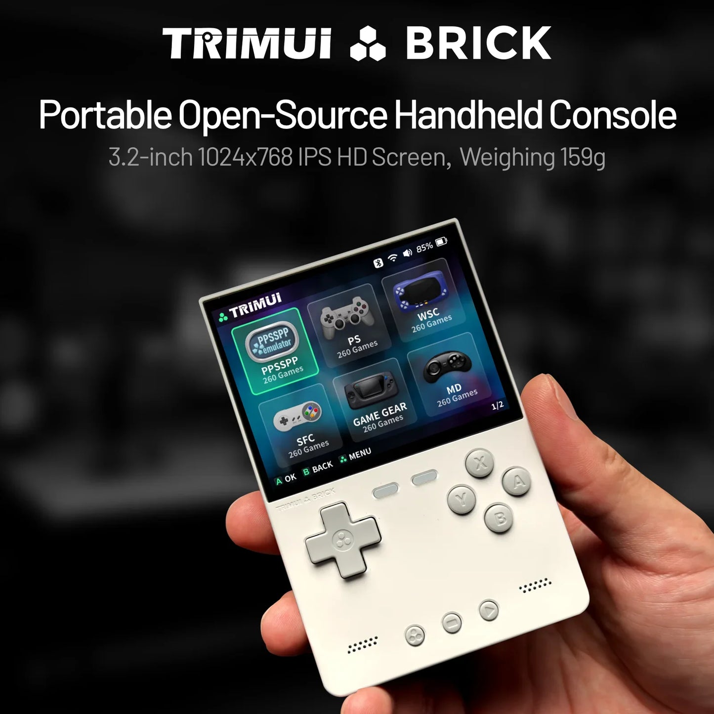 Console de jeu portable Trimui Brick, lecteur de jeux vidéo open source, éclairage d'ambiance arrière, écran IPS HD de 3,2 pouces, cadeaux