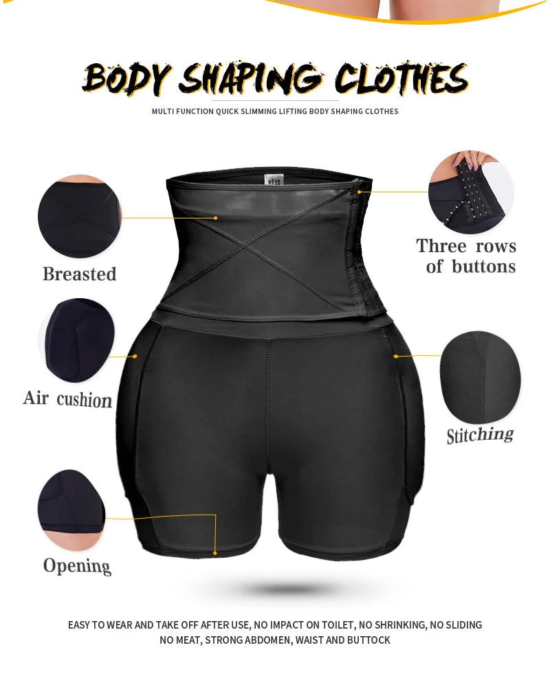 AfruliA 5XL 6XL Padded Fake Buttock Hip Enhancer Sexy Butt Lifter Shapewear Slim Waist Trainer Women Dress Underwear Body Shaper