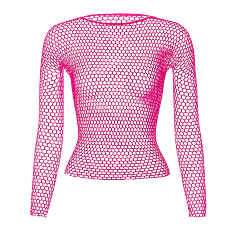 Women Sexy Lingerie Costumes Bodystocking Night Dress Nightwear Hollow Out Fishnet Long Sleeve Tops Base Tanks Underwear/ Robe de nuit