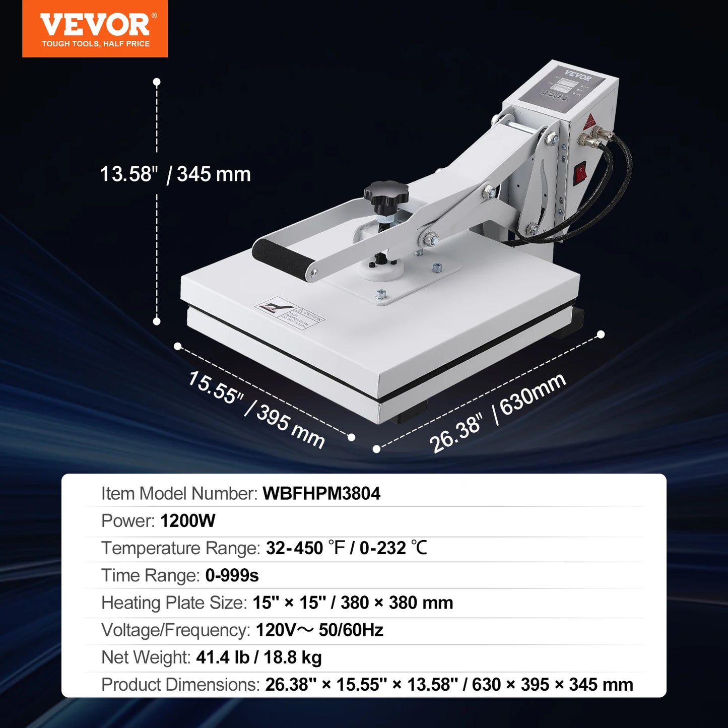 Presse à chaud VEVOR 15" x 15" / 16" x 20" / 16" x 24" Imprimante à sublimation manuelle Transfert à clapet sur oreiller de t-shirt DIY