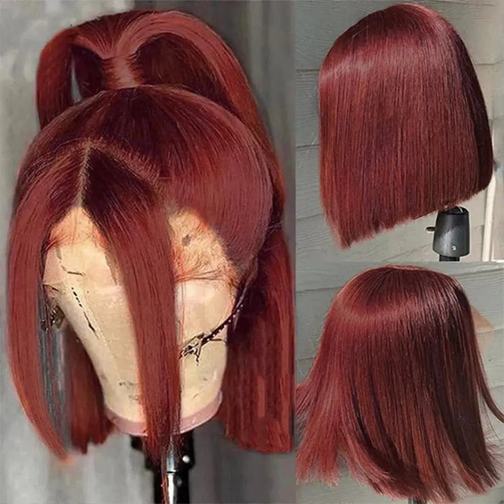 ---
Titre (EN/FR)
EN: 13x4 Bob Wig Lace Front – Peruvian Human Hair, Reddish Brown #33, Straight Style, 150% Density
FR: Perruque Bob 13x4 Lace Front – Cheveux Humains Péruviens, Brun Roussâtre #33, Lisse, Densité 150