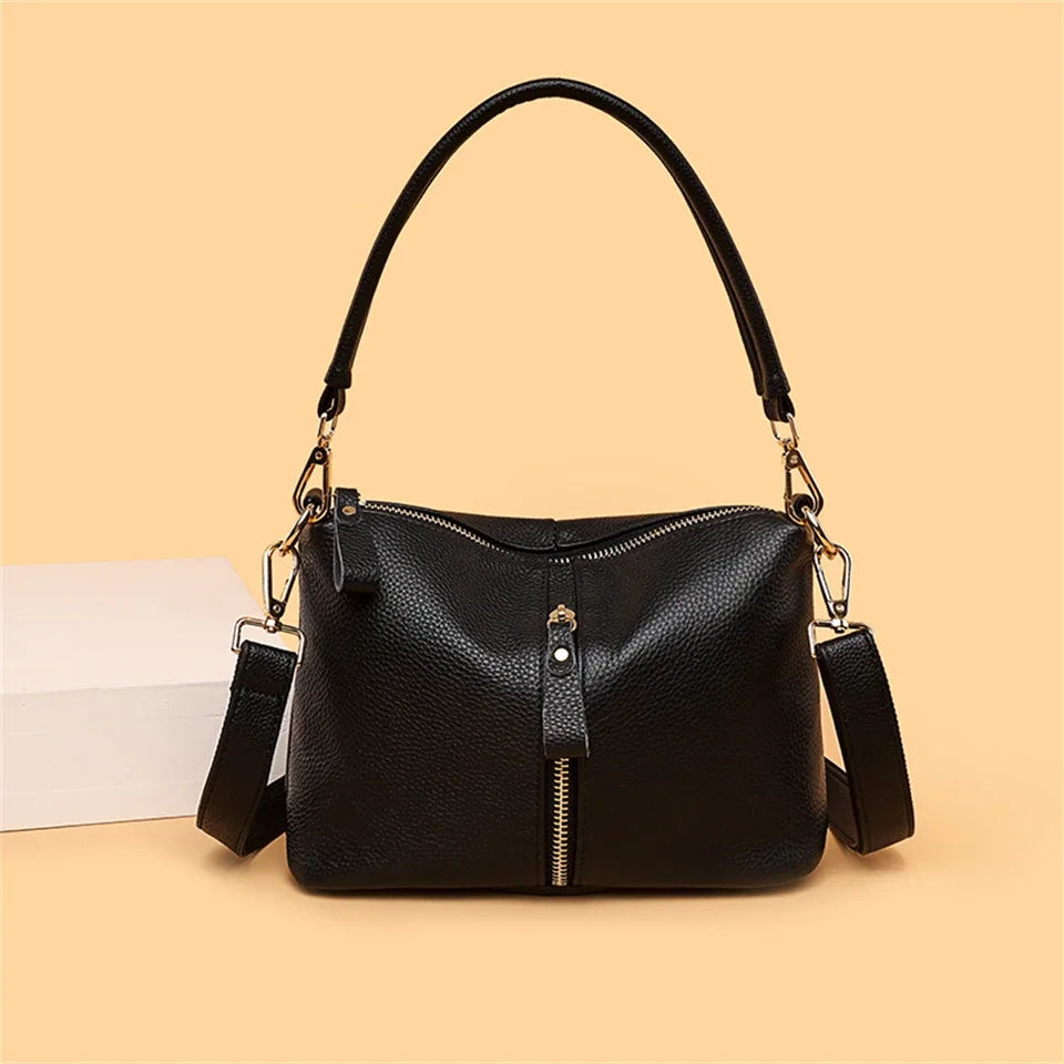Title / Titre
EN: Luxury Genuine Leather Tote Bag – Women’s Soft Cowhide Shoulder & Crossbody Bag
FR: Sac cabas en cuir véritable de luxe – Femme, cuir souple, porté épaule et bandoulière