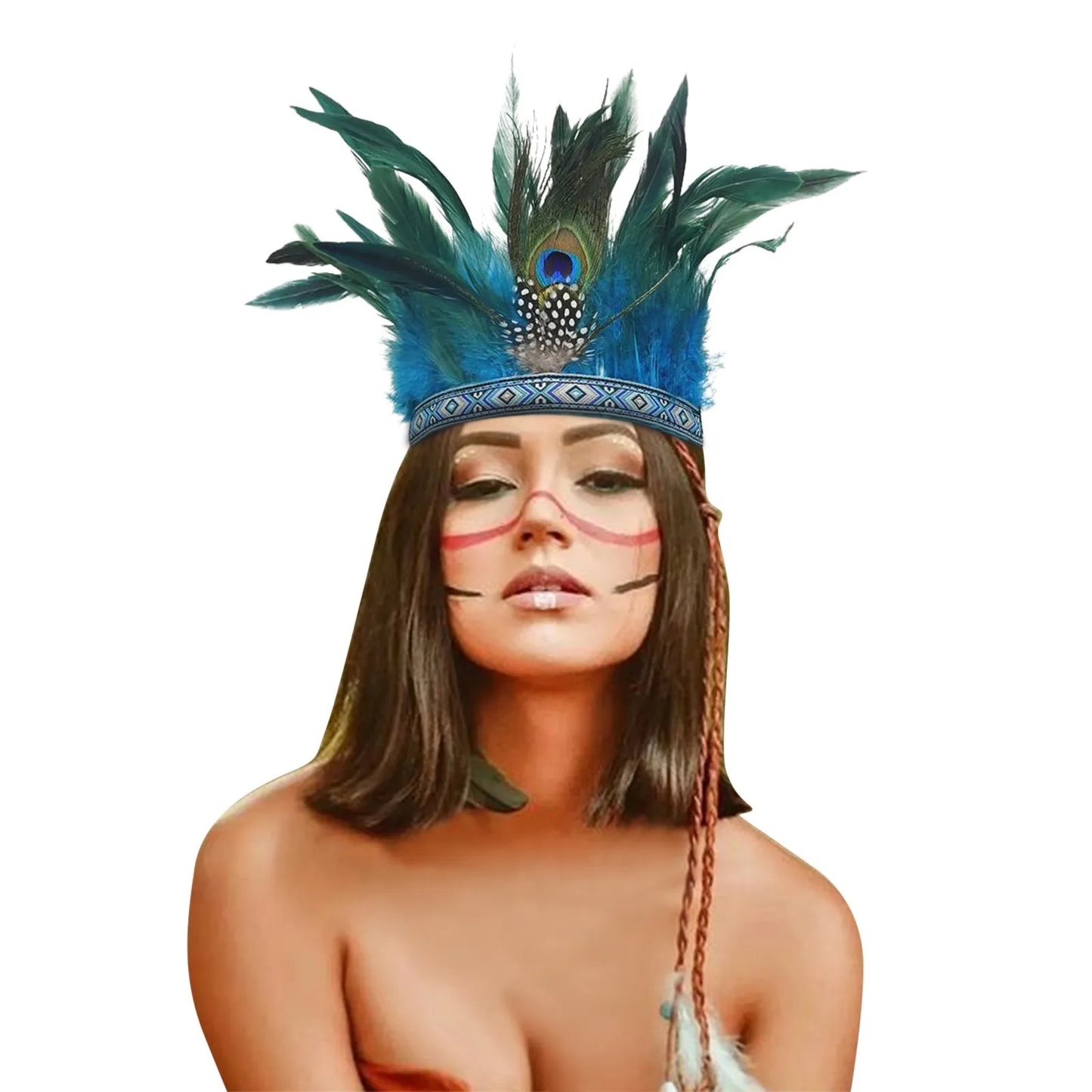 Serre-têtes en plumes pour femmes, couronne de paon, costume indien de carnaval, serre-têtes pour spectacle de danse, carnaval, Halloween